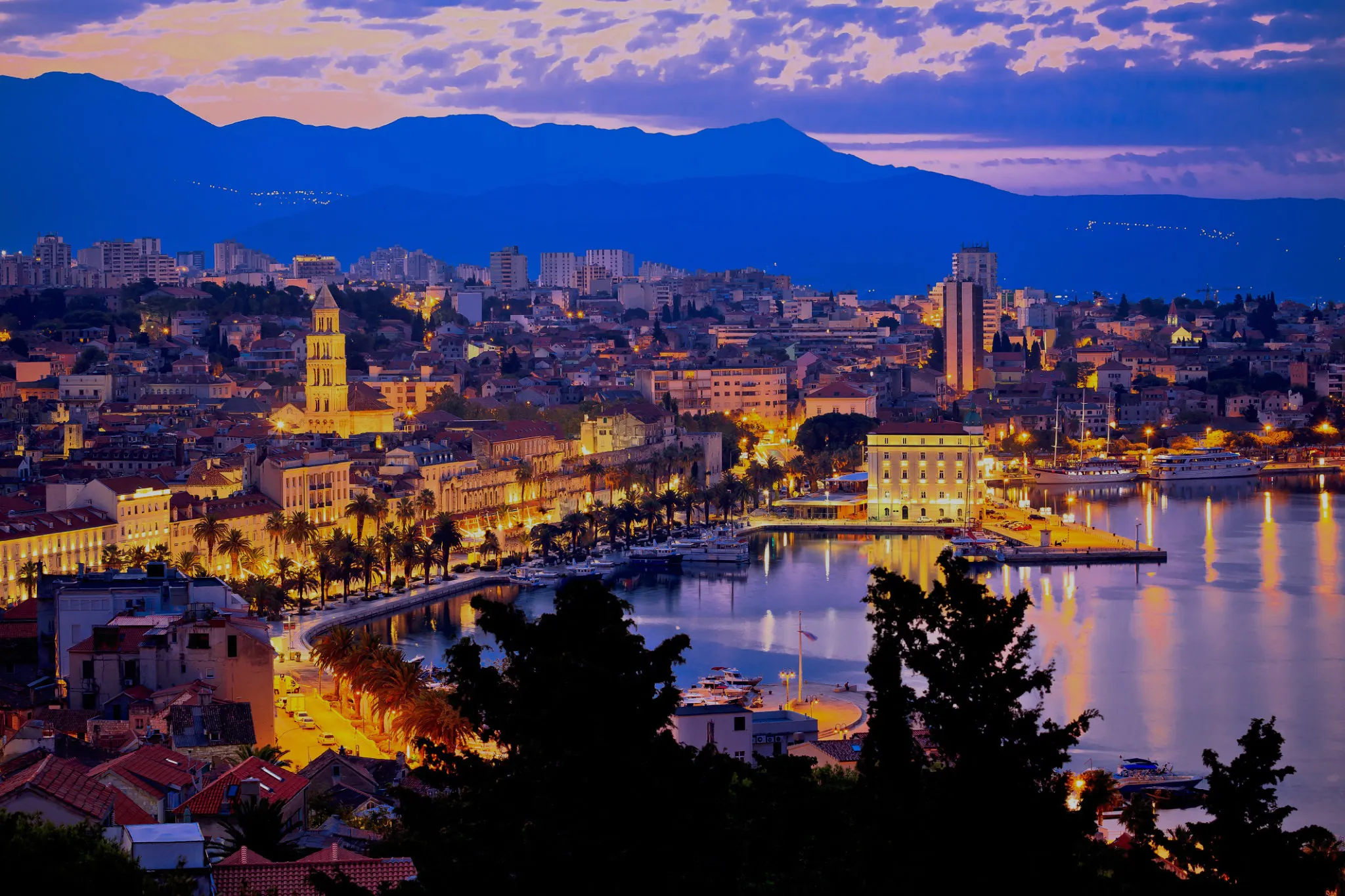 City of Split at Night Time, Croatia