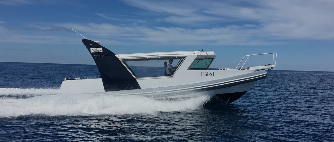 Great White 35 Rigged Inflatable Boat in Drive