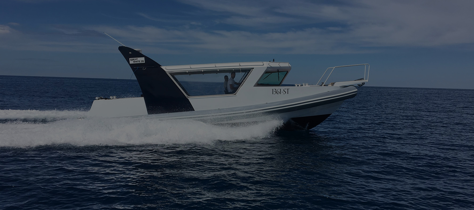 Great White 35 private taxi boat running the Split to Hvar route across the Adriatic